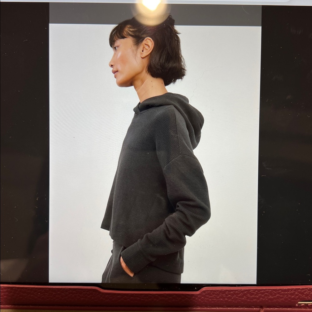 Athleta 2024
Black waffle hoodie and jogger set.